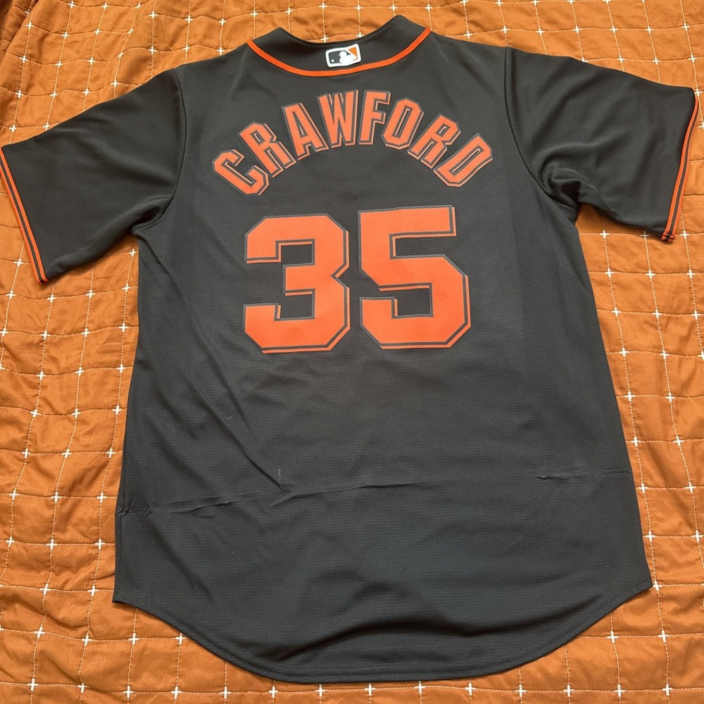 Nike San Francisco Giants Brandon Crawford #35 MLB Baseball Jersey Men's M Black - Picture 7 of 7
